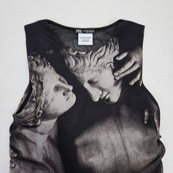 Zara Three Graces Mesh Maxi Dress Sleeveless Mesh Instagram Sheer Party Long S - Picture 10 of 15